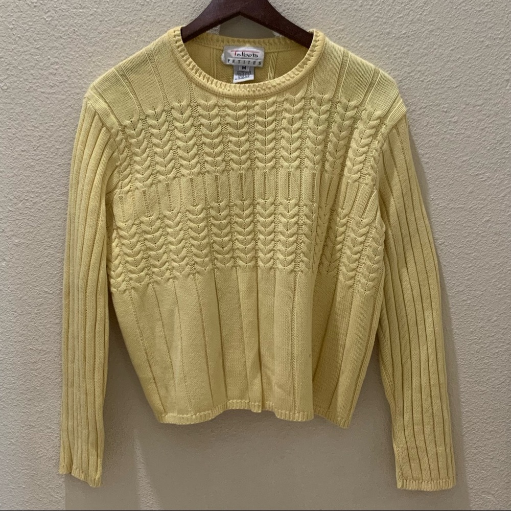 Cabled yellow sweater, 100% cotton